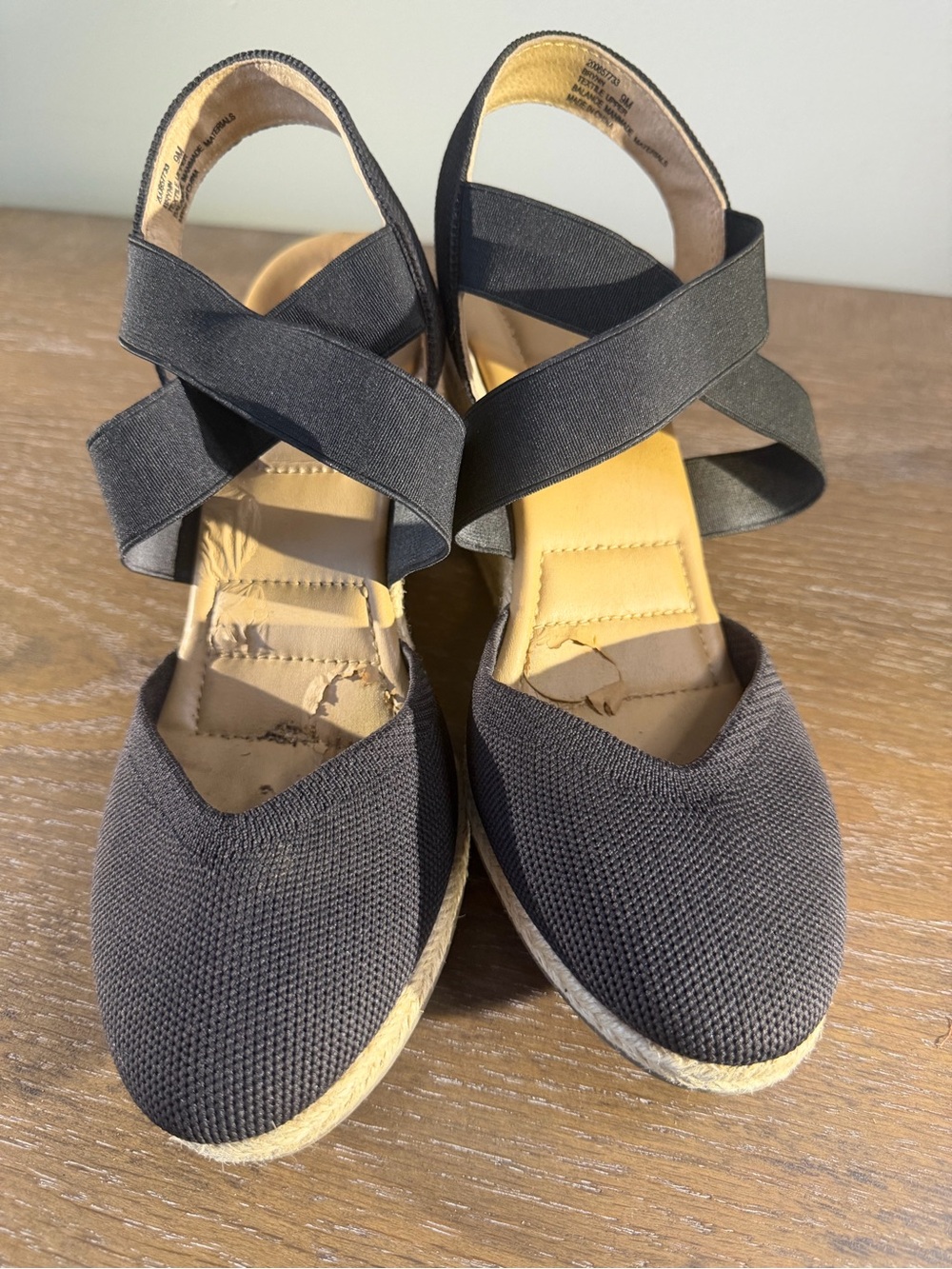 Women’s Black Espadrille Wedge Sandals with Cross Strap